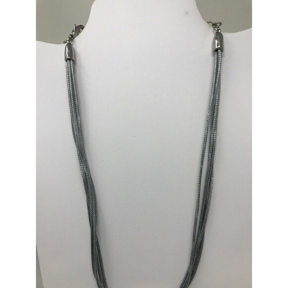 CHICO'S MultiStrand Pendant Necklace Silver Tone Clear Crystal Translucent Glass - Picture 4 of 10